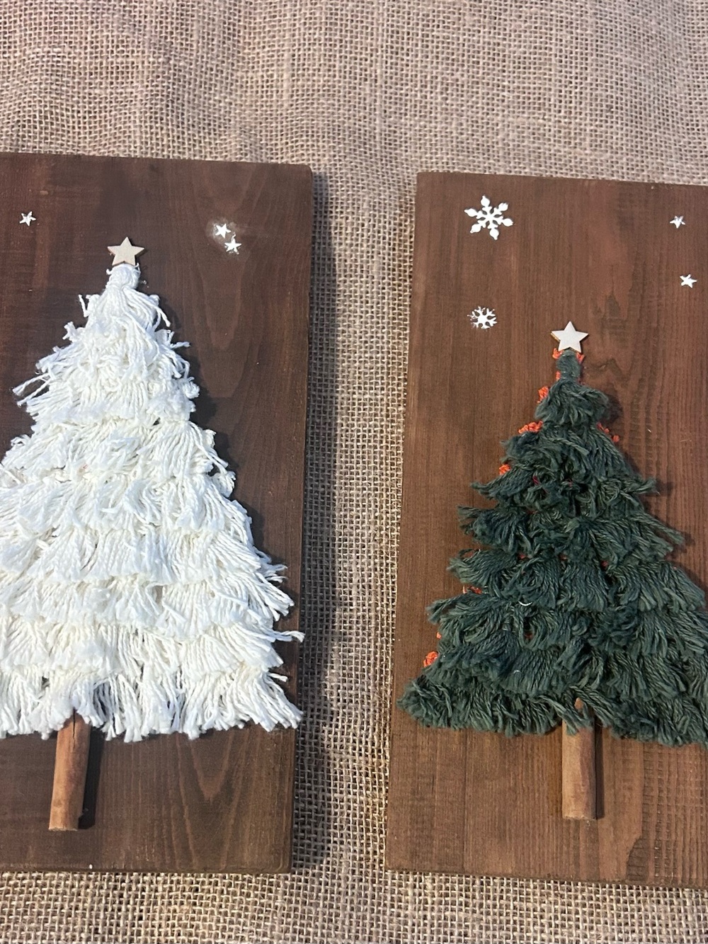 Holiday Wall Art Set – White and Dark Green Christmas Trees